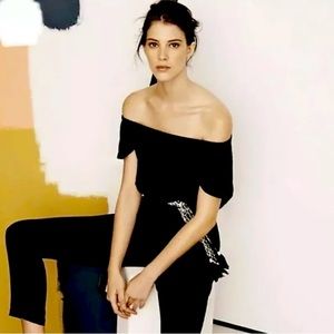 Anthropologie beachgold off shoulder jumpsuit black small